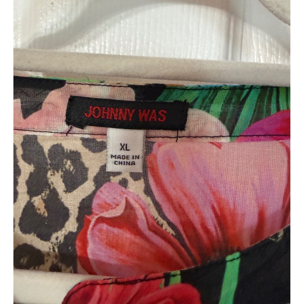 Johnny Was Floral Leopard Butterfly Cotton Shirt Dress R32521C3 XL Multi-Color - Picture 6 of 9